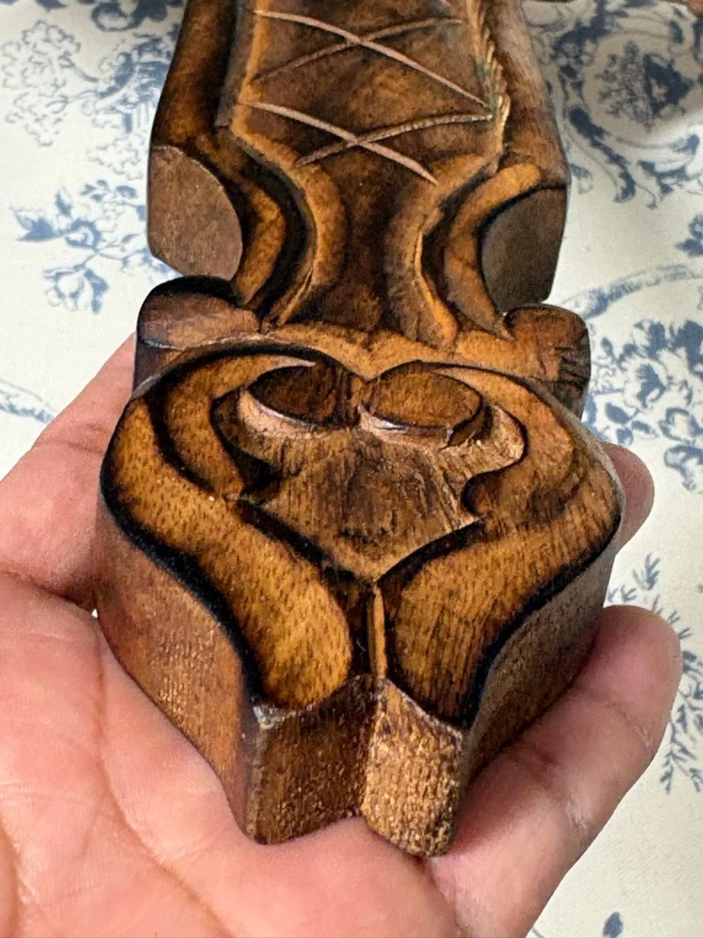 Hand-Carved Wooden Wall Cross - Brown